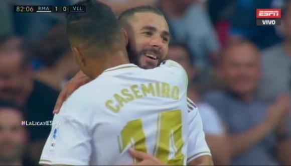 Mira el golazo de Karim Benzema para el Real Madrid. (Captura y video: ESPN)
