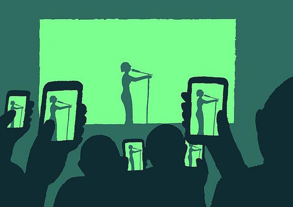 Una imagen común: gente viendo un concierto a través de las pantallas de su celular. (Jean Jullien)
