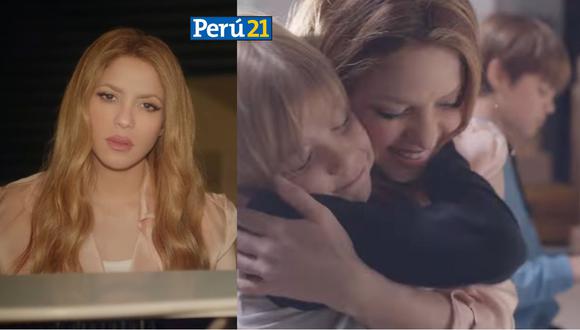 Shakira y sus hijos en el video oficial de 'Acróstico'. Foto: Captura de pantalla