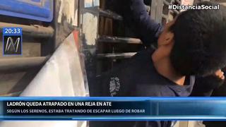 Ladrón en estado de ebriedad quedó atrapado en reja de una bodega en Ate | VIDEO