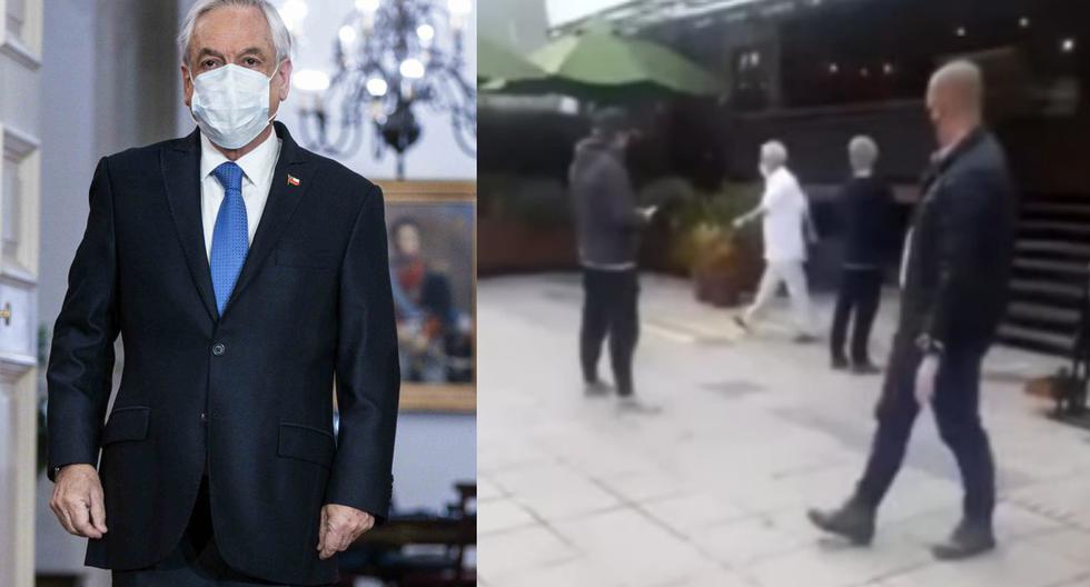 Medios chilenos informaron de la visita del presidente Sebastián Piñera a una vinoteca en plena cuarentena por coronavirus. (Foto: AFP/ SEBASTIAN RODRIGUEZ - Captura/YouTube).