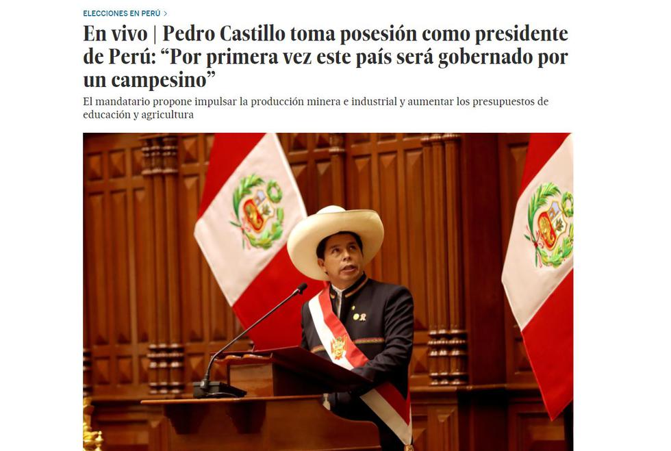 Esta mañana el presidente Pedro Castillo juró como presidente del Perú, un hecho que no solo conllevó la atención nacional, sino también la internacional. Diversos medios llegaron al país para cubrir el evento, el cual coincidió con la celebración del bicentenario del Perú.