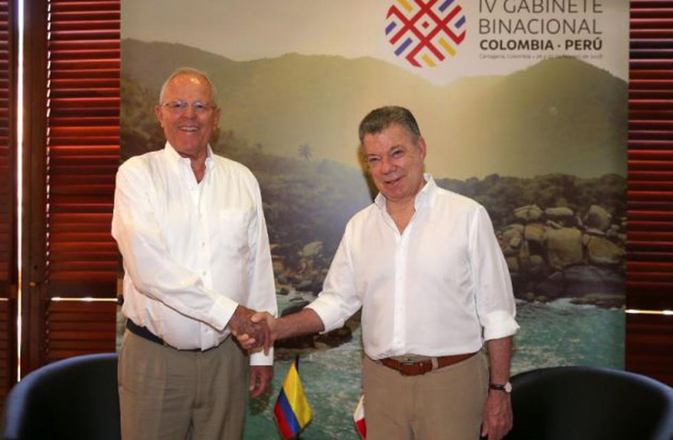 Presidentes Kuczynski y Santos se reúnen en privado antes del Gabinete Binacional, en Cartagena