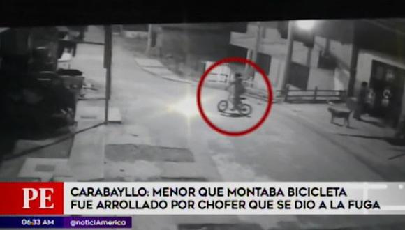 El menor fue impactado por un auto que se dirigía a toda velocidad en Carabayllo. (Foto: captura)