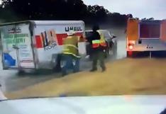 Estados Unidos: Dos bomberos fueron arrollados cuando atendían emergencia | VIDEO