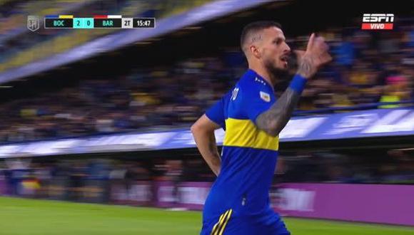Gol de Darío Benedetto para el 2-0 de Boca Juniors vs. Barracas Central. (Captura: ESPN)
