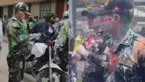Policías sufrieron las "consecuencias" del carnaval de Cajamarca. (Foto: captura YouTube)