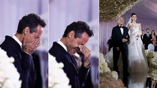 Marc Anthony llora al ver a Nadia Ferreira llegar al altar