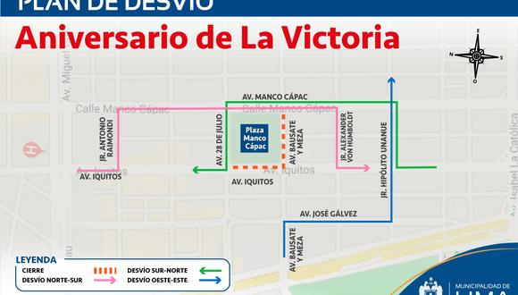 Conoce el plan de desvió que se aplicará por el aniversario número 100 del distrito de La Victoria. (Foto: MML)