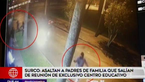 Seis padres de familias fueron víctimas de asalto tras participar de reunión de exclusivo centro educativo. (Captura: América Noticias)