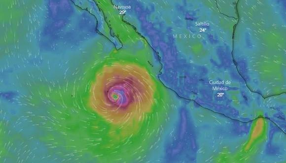 El huracán John alcanza vientos máximos sostenidos de 165 km/h y afectan el clima de algunas zonas de México.&nbsp; (Foto: Windy)