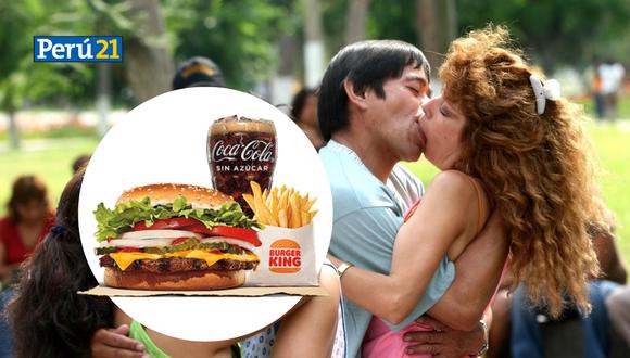 Según los términos y condiciones de la promoción de Burger King, solo será válida el día 13 de abril de 2023, en el marco del Día del Beso. (Fotocomposición: Andina)