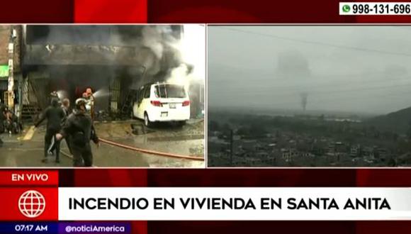 Incendio se registra en incendio de varios pisos en Santa Anita. (Captura: América Noticias)