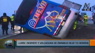 Lurín: Más de 10 heridos dejó la volcadura de bus interprovincial en la Panamericana Sur [Video]