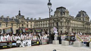 Un grupo de manifestantes impidió la apertura del Museo del Louvre en París | FOTOS