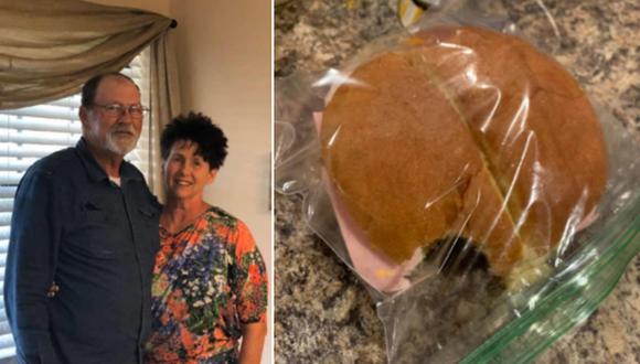 En Estados Unidos, una mujer acostumbra darle un mordisco al almuerzo de su esposo todos los días y su historia se vuelve viral (Foto: Tracy Howell / Facebook)
