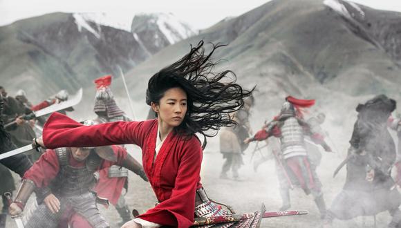 This image released by Disney shows Yifei Liu in the title role of "Mulan."  (Jasin Boland/Disney via AP)