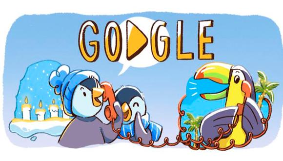 El logo de Google se transformó en tres viñetas que relatan que los pequeños animales se encuentran emocionados por pasar tiempo con sus familiares. (Google)