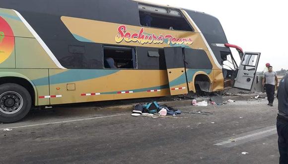 El accidente del bus de la empresa Sechura Tours dejó hasta el momento 8 personas muertas (Facebook: Betty Brandán de Sheen)