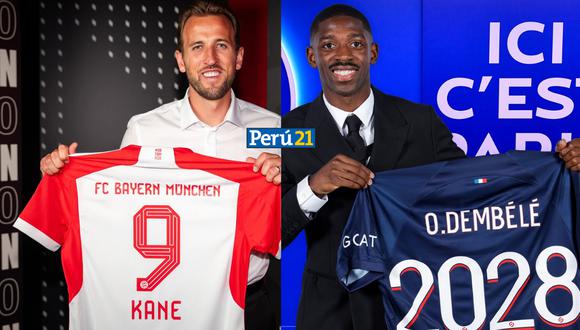 Harry Kane y Ousmane Dembélé provienen del Tottenham y del Barcelona (Fotos: Bayern y PSG).
