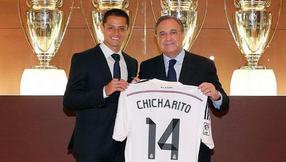 'Chicharito' Hernández luce su camiseta con el número 14. (Real Madrid)