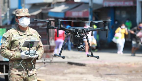 Ejército informó que usa dron con cámara térmica para detectar posibles contagiados con COVID-19 . (Foto: Lino Chipana/GEC)