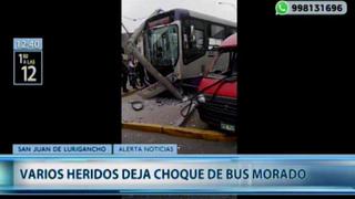 Bus del Corredor Morado impacta contra combi en la Av. Wiesse [VIDEO]