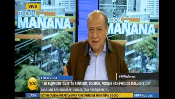 Máximo San Román: “Los fujimoristas están dolidos porque perdieron las elecciones”.(Captura de video)