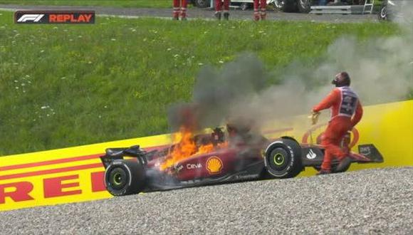 Carlos Sainz se retiró porque su Ferrari se incendió en el GP de Austria. (Foto: ESPN)