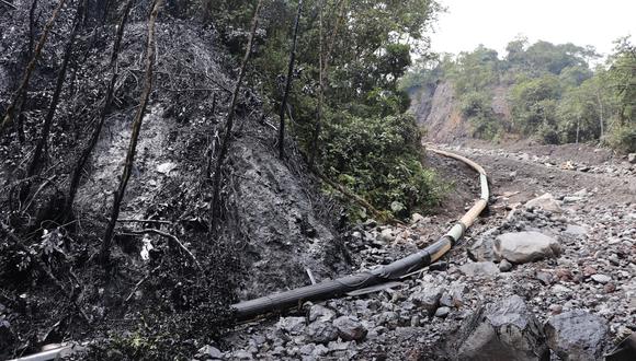Foto publicada por el Ministerio del Medio Ambiente de Ecuador de un derrame de petróleo ocurrido en Piedra Fina, Ecuador, el 29 de enero de 2022. (Foto: Ecuador's Ministry of Environment / AFP)