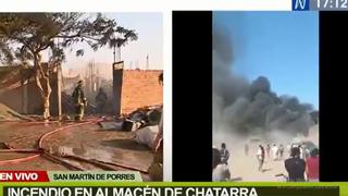 San Martín de Porres: incendio destruyó almacén de productos de reciclaje