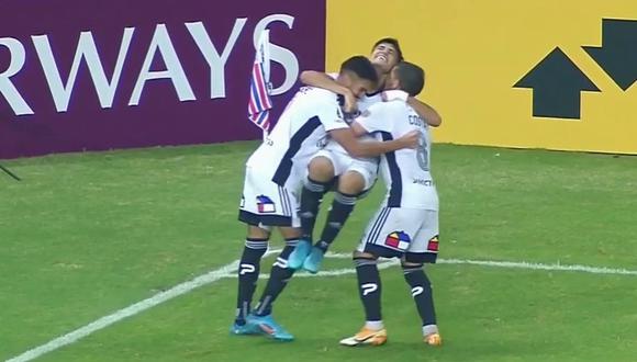 Pablo Solari anotó el 2-0 de Colo Colo sobre Fortaleza en la Copa Libertadores. (Captura ESPN)