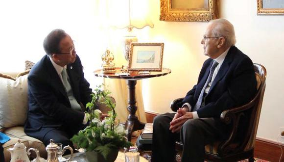 Ban Ki-moon y Javier Pérez de Cuéllar conversaron en Lima. (Difusión)