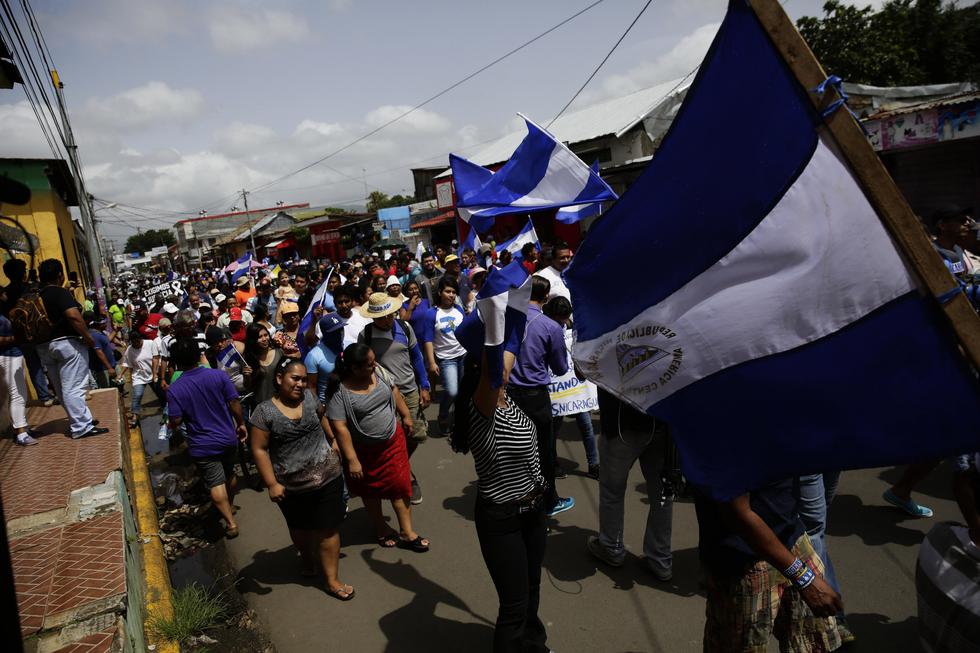 Una concurrida manifestación se realiza en Managua para exigir justicia por la muerte de menores durante las protestas contra Daniel Ortega (Efe).