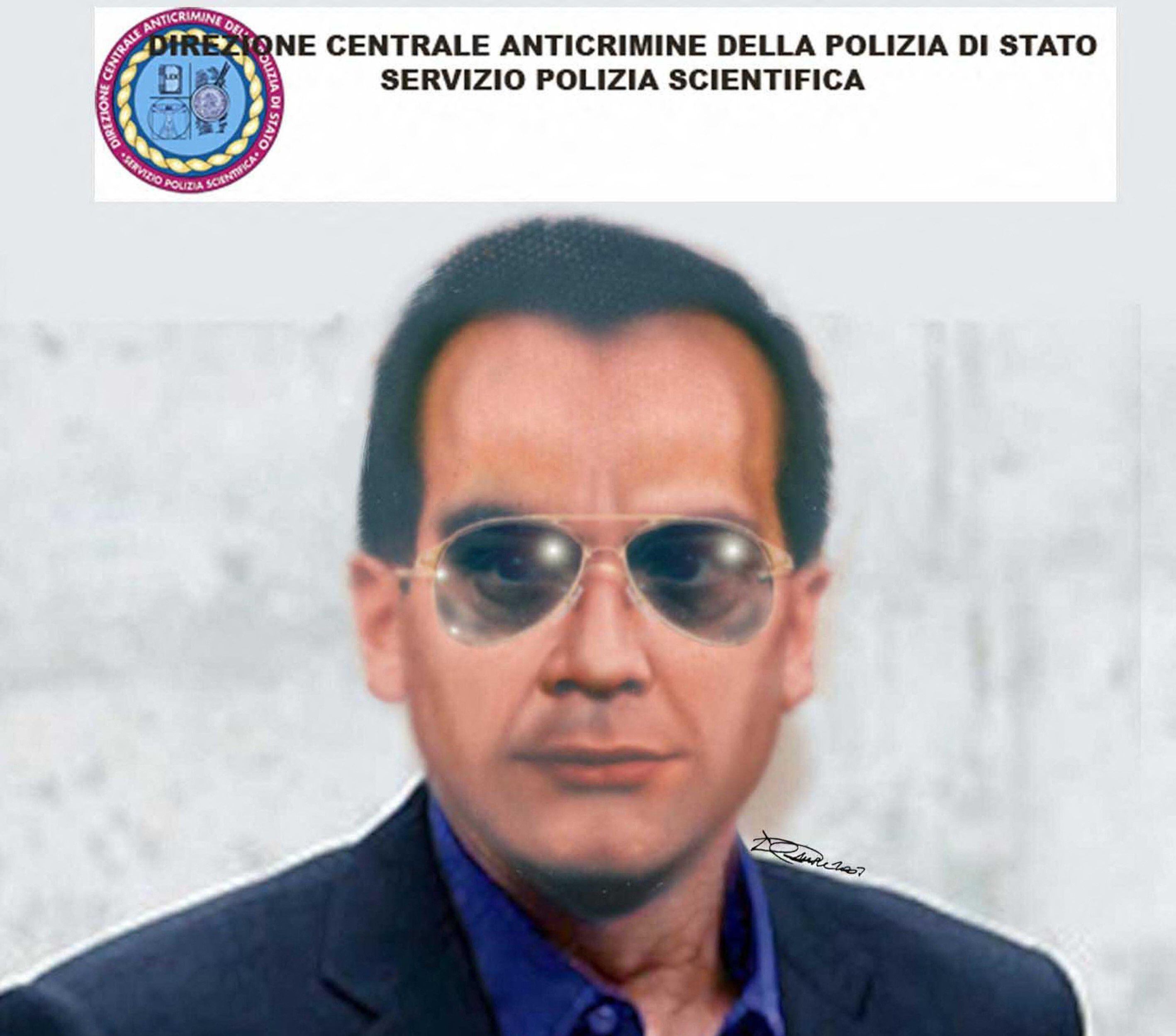 Una imagen robot elaborada por la policía de Italia del rostro del mafioso Matteo Messina Denaro, capturado el 16 de enero de 2023 en Sicilia. (AFP).