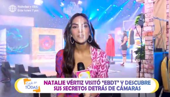 Natalie Vértiz realizó su primera nota para el programa "Estás en todas". (Foto: Captura América TV)