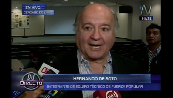 Hernando de Soto sobre pedido de Verónica Mendoza de votar por PPK: “Tiene todo el derecho de hacerlo”. (Captura de video)