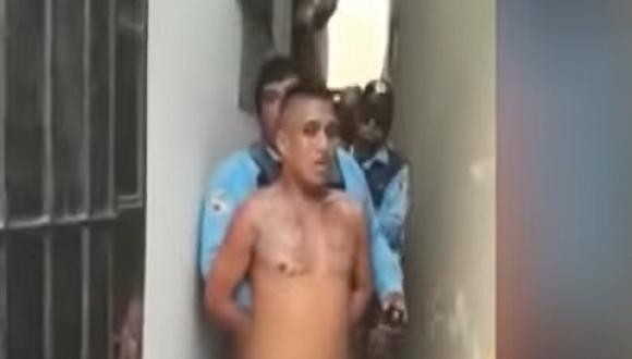 Alexander Corrales, delincuente conocido como Peteto, fue detenido en calzoncillos. (Foto: captura TV)