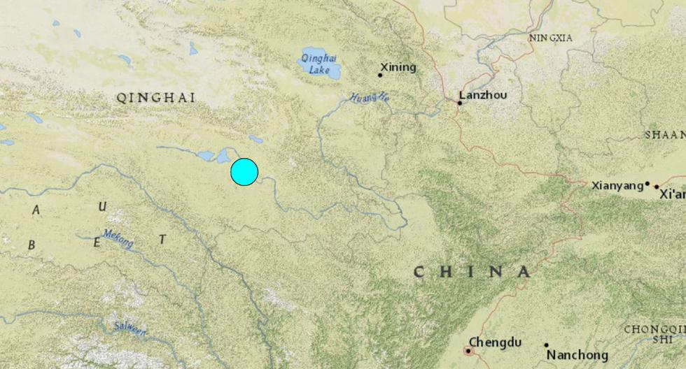 Un terremoto de magnitud 7,3 sacude provincia china de Qinghai. (Captura/USGS).