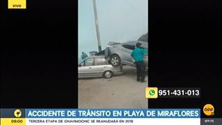 Accidente de tránsito dejó dos heridos en una playa de Miraflores [VIDEO]