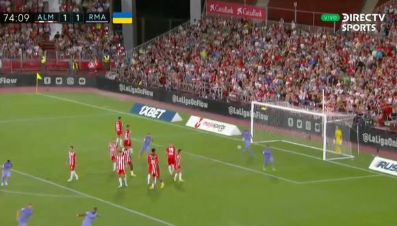 David Alaba y su gol para el 2-1 del Real Madrid vs. Almeria. (Foto: captura DirecTV Sports)