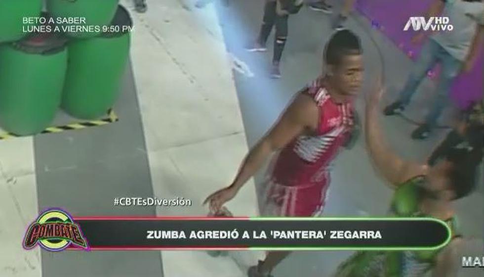 'Zumba' dio cachetada a la 'Pantera' Zegarra. Ocurrió en medio de la emisión en vivo de 'Combate'. (Captura/ATV)