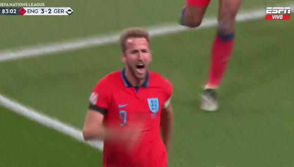 Kane anotó el tercero que le da el triunfo a Inglaterra. Foto: ESPN-