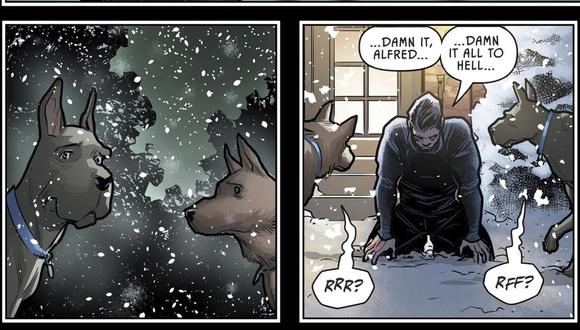 Titus y Ace, los perros que ayudan a Bruce Wayne a superar la muerte de Alfred (Foto: DC Comics)