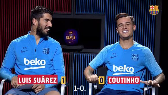 El duelo de Luis Suárez y Philippe Coutinho previo a la Champions League. (Captura: FC Barcelona)