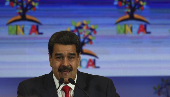 El presidente de Venezuela, Nicolás Maduro, habla durante la sesión plenaria de la Reunión Ministerial del Buró de Coordinación del Movimiento de Países No Alineados el 20 de julio de 2019 en Caracas, Venezuela. (Foto: YURI CORTEZ / AFP)
