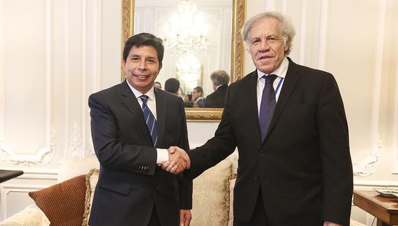 Pedro Castillo y Luis Almagro, secretario general de la OEA. (Foto: Presidencia)