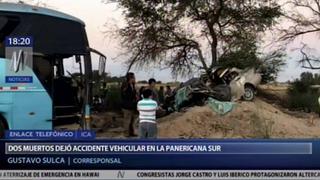 Ica: Choque frontal de bus interprovincial y automóvil deja dos muertos en la Panamericana Sur