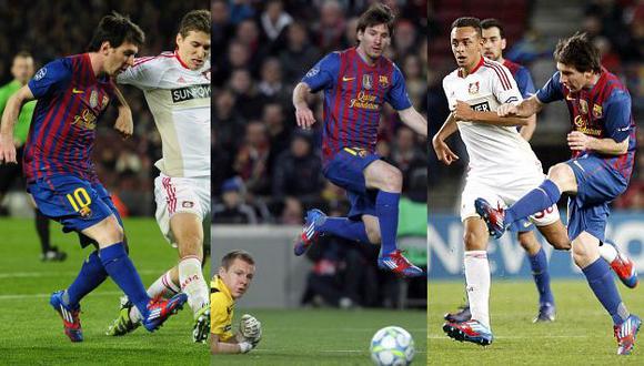 Para todos los gustos. Messi ayer marcó desde todos los ángulos. (AP/Reuters)