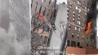 Bombero arriesga su vida para salvar la de un bebé en un incendio en Nueva York
